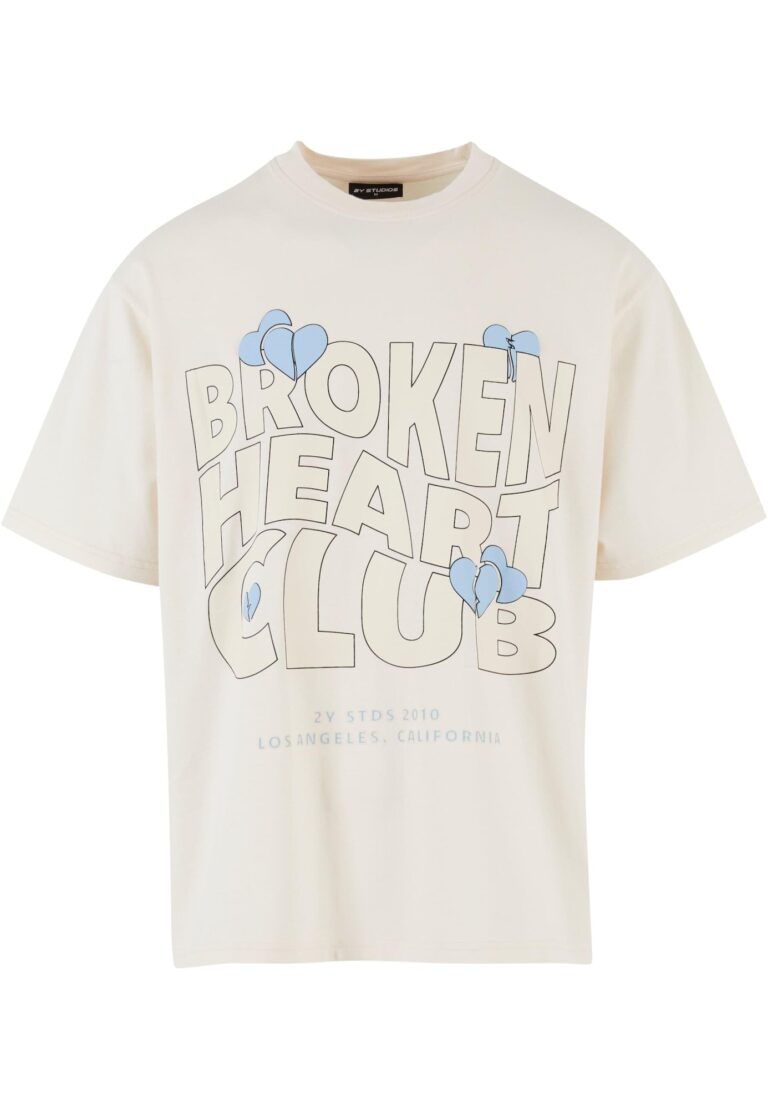 2Y Studios Tricou 'Broken Heart Club'  albastru deschis / verde deschis / negru / alb murdar