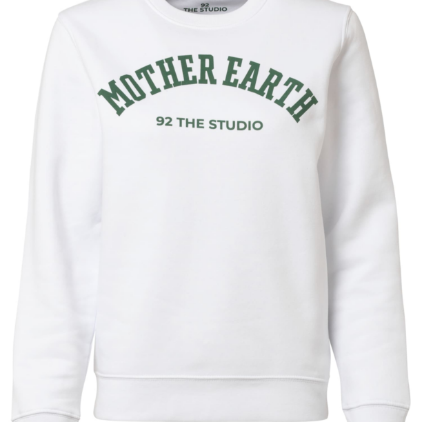 92 The Studio Bluză de molton 'Mother Earth'  verde închis / alb