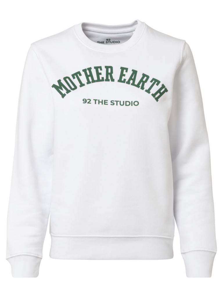 92 The Studio Bluză de molton 'Mother Earth'  verde închis / alb