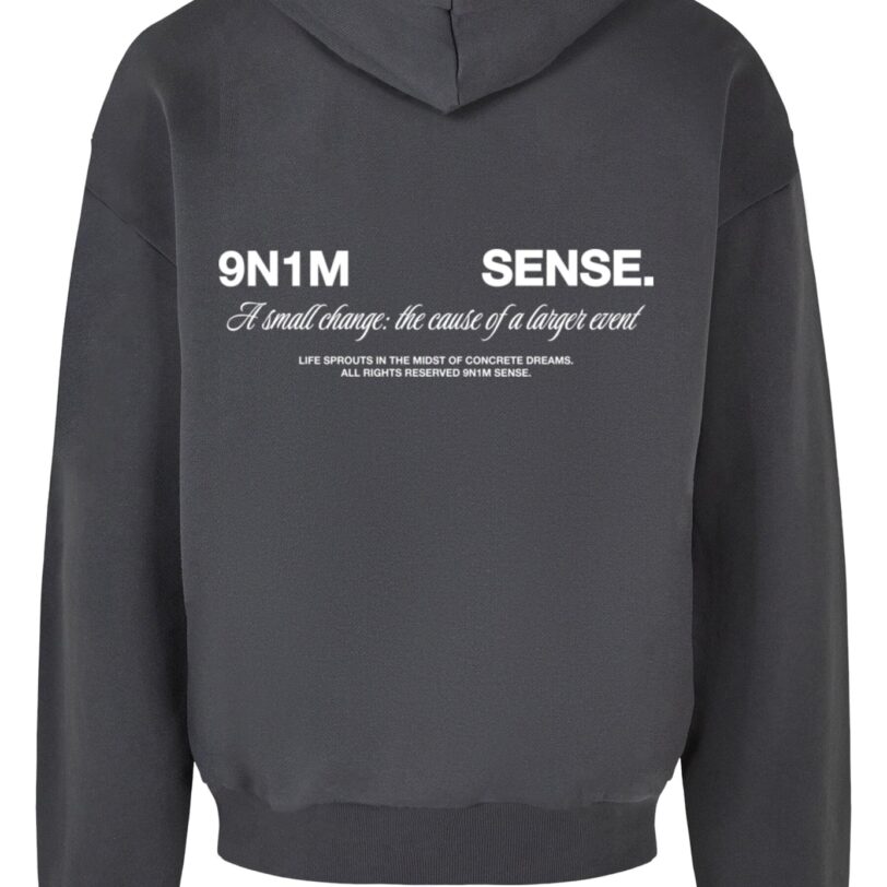 9N1M SENSE Bluză de molton 'Change'  gri închis / alb