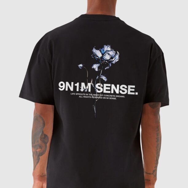 Preţ 9N1M SENSE Tricou 'Flower'  bleumarin / negru / alb