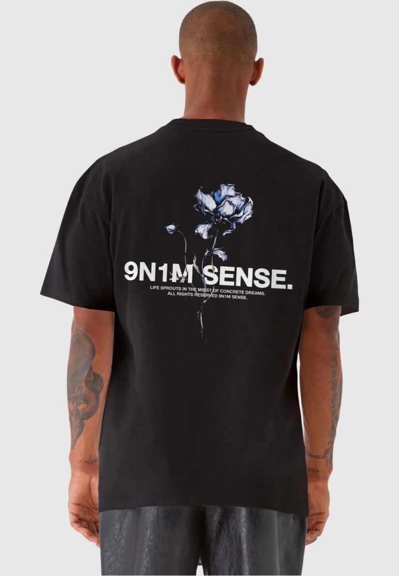 Preţ 9N1M SENSE Tricou 'Flower'  bleumarin / negru / alb