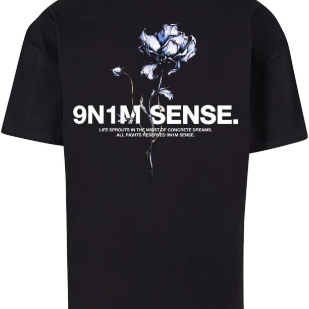 9N1M SENSE Tricou 'Flower'  bleumarin / negru / alb