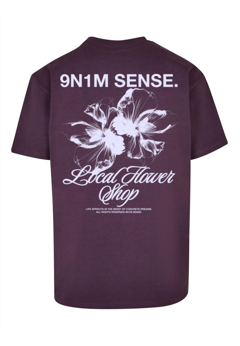 9N1M SENSE Tricou 'Local Flower Shop'  mov vânătă / alb