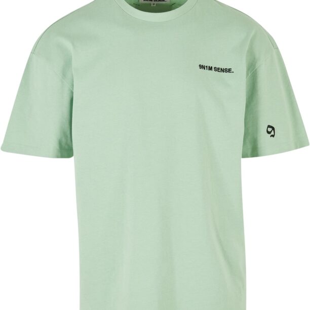 9N1M SENSE Tricou  verde pastel / negru