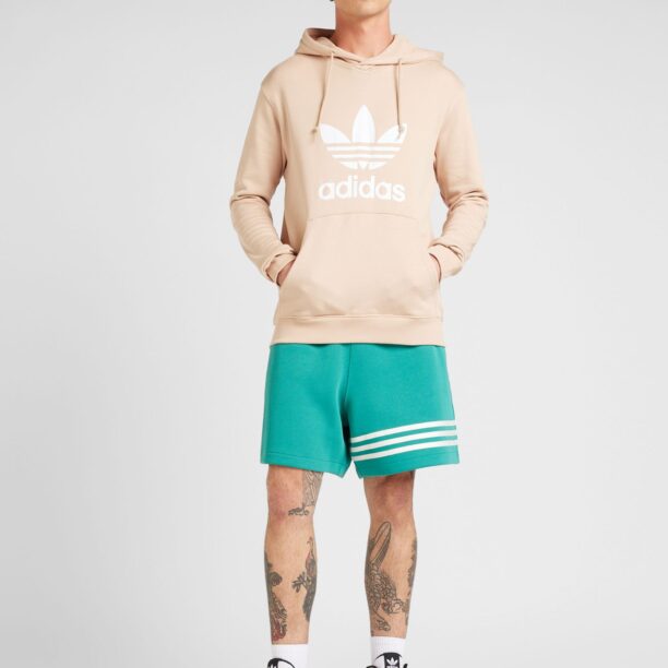 ADIDAS ORIGINALS Bluză de molton 'Adicolor Classics Trefoil'  bej / alb preţ