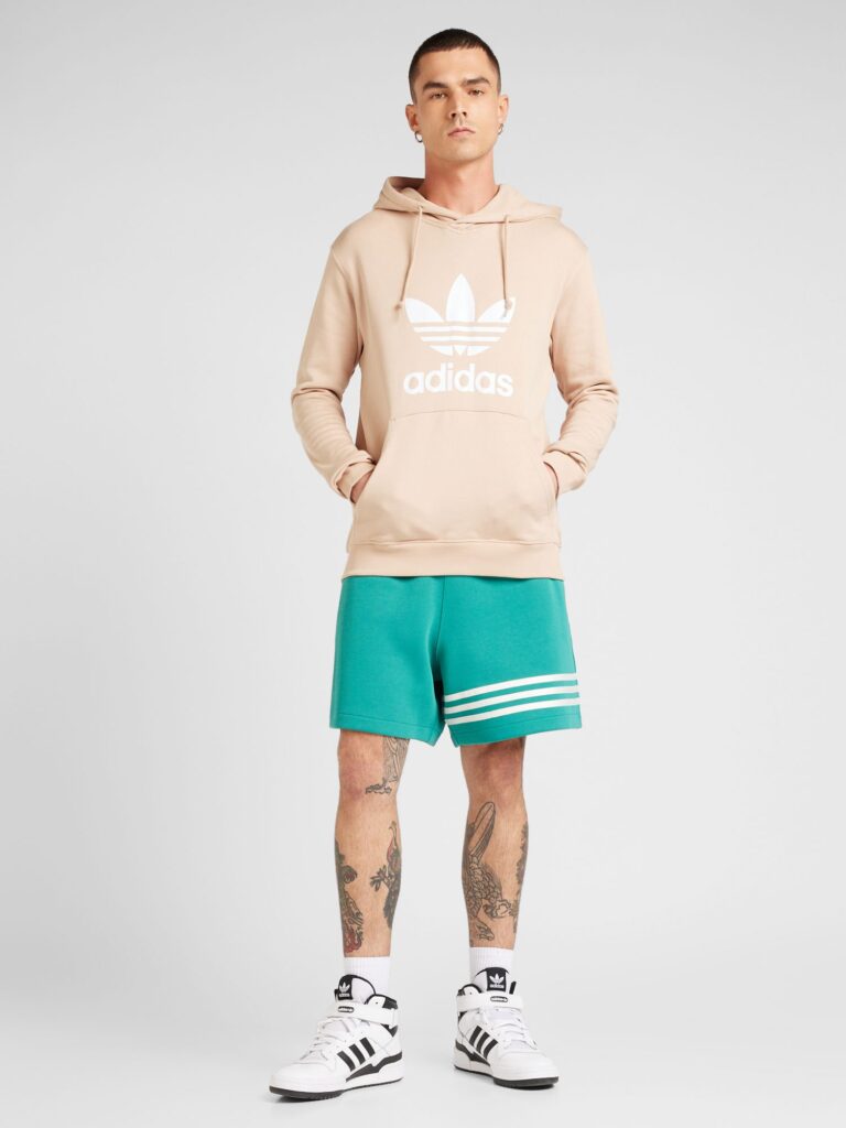 ADIDAS ORIGINALS Bluză de molton 'Adicolor Classics Trefoil'  bej / alb preţ