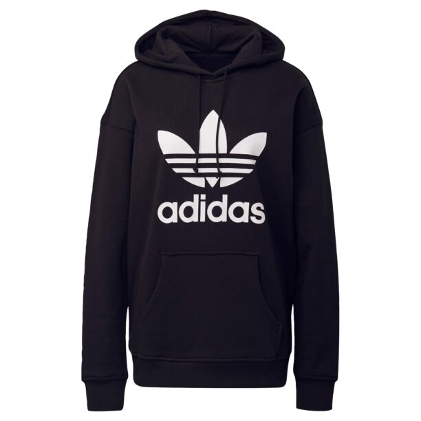 ADIDAS ORIGINALS Bluză de molton 'Adicolor Trefoil'  negru / alb