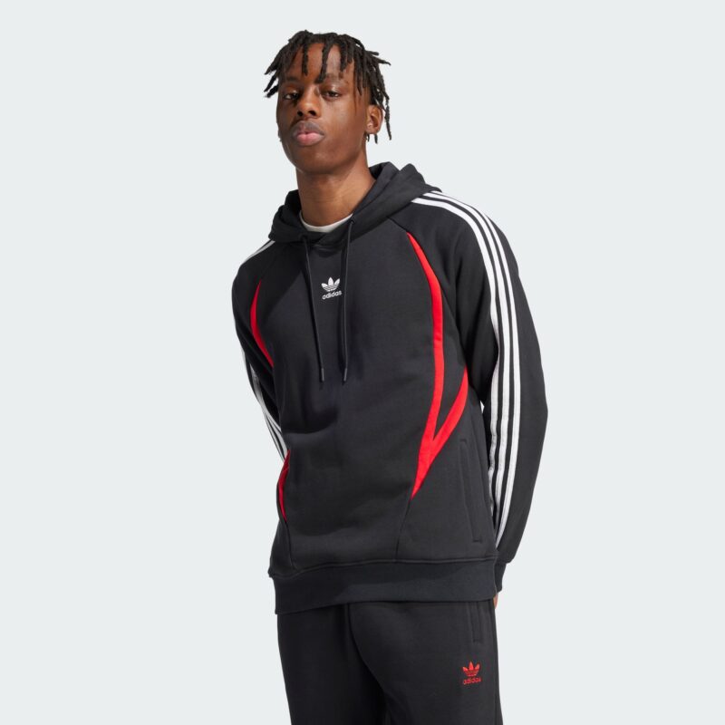 ADIDAS ORIGINALS Bluză de molton 'Archive'  sângeriu / negru / alb