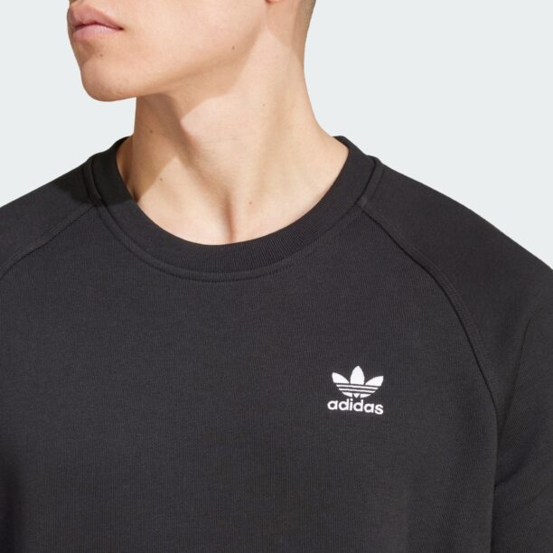 Cumpăra ADIDAS ORIGINALS Bluză de molton 'Trefoil Essentials'  negru / alb