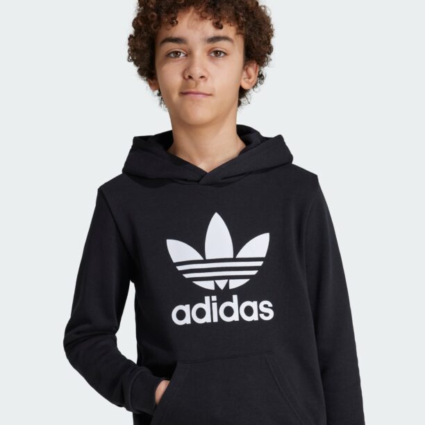 ADIDAS ORIGINALS Bluză de molton 'Trefoil'  negru / alb preţ