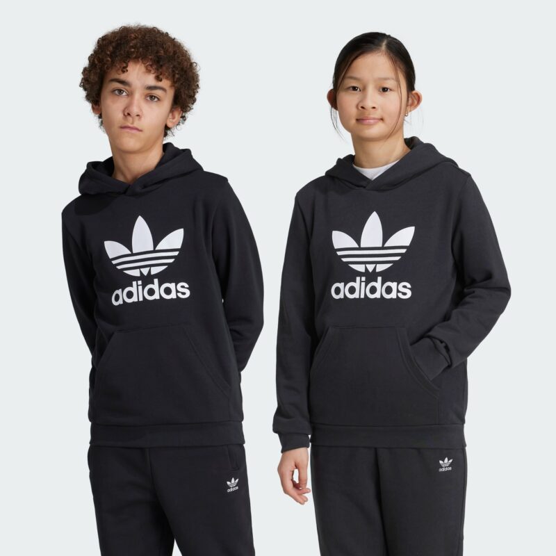 Cumpăra ADIDAS ORIGINALS Bluză de molton 'Trefoil'  negru / alb