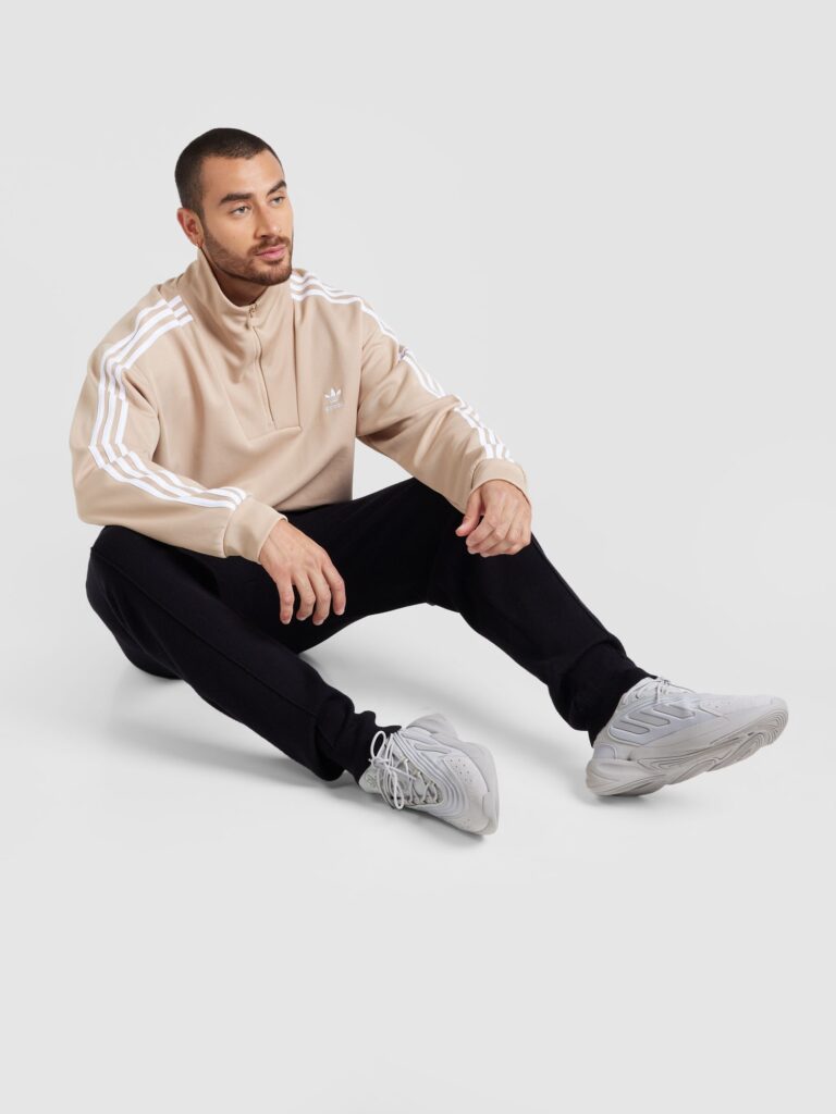 ADIDAS ORIGINALS Bluză de molton  bej / alb preţ