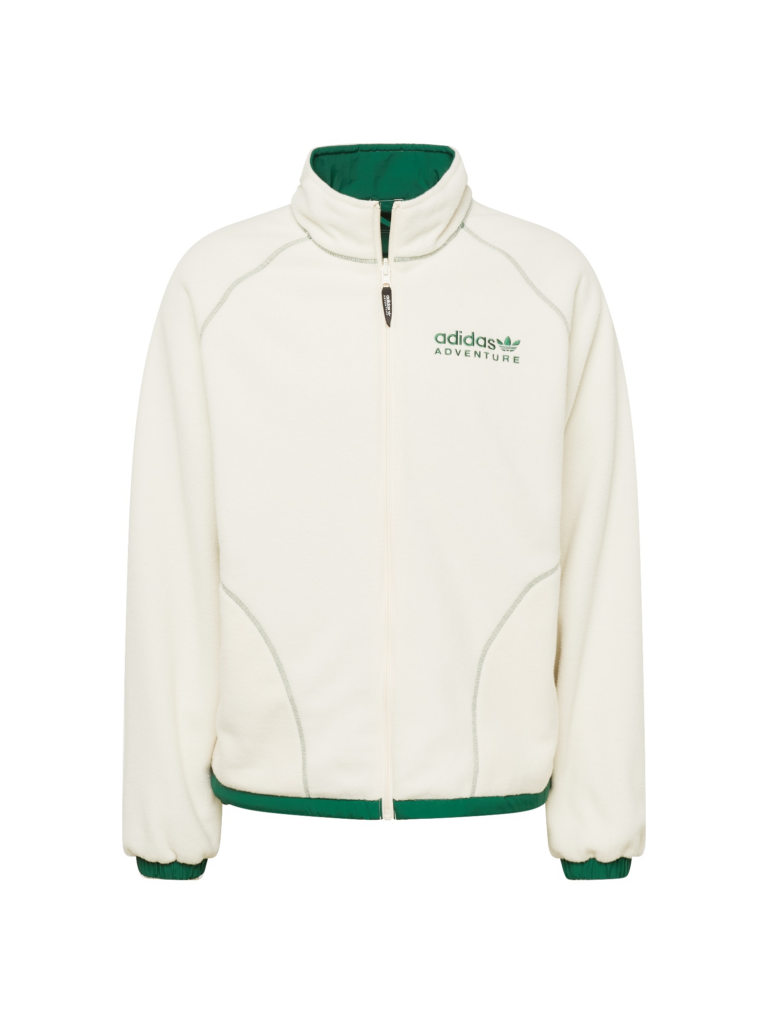 ADIDAS ORIGINALS Jachetă  fleece 'Adventure Fc Reversible Polar Half Zip'  verde smarald / alb