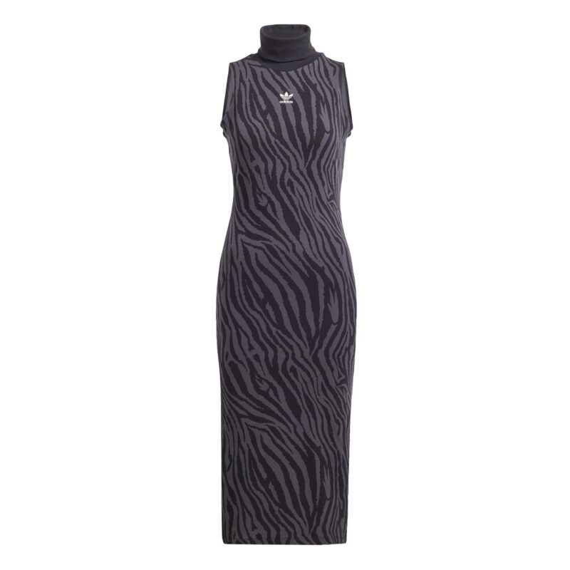 ADIDAS ORIGINALS Rochie 'Allover Zebra Animal Print'  gri închis / negru