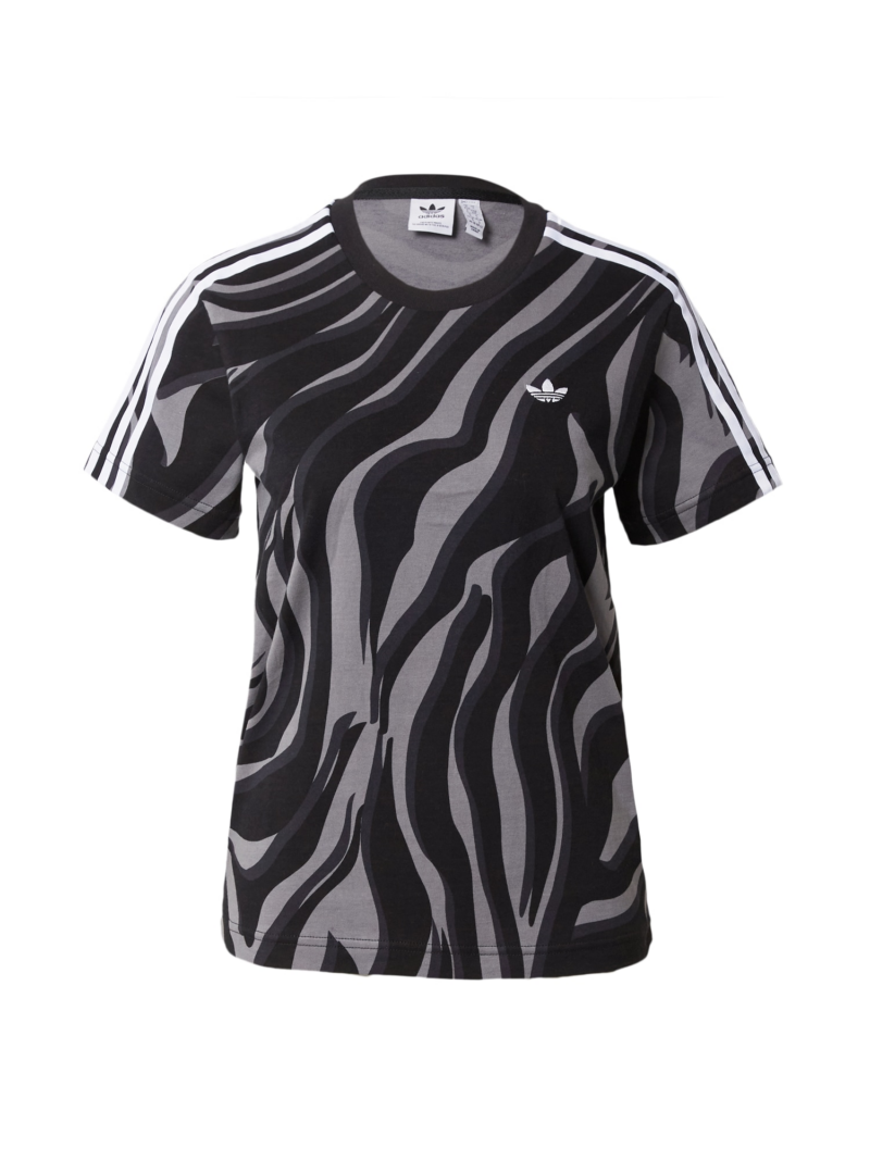 ADIDAS ORIGINALS Tricou 'Abstract Allover Animal Print'  gri / gri închis / negru / alb