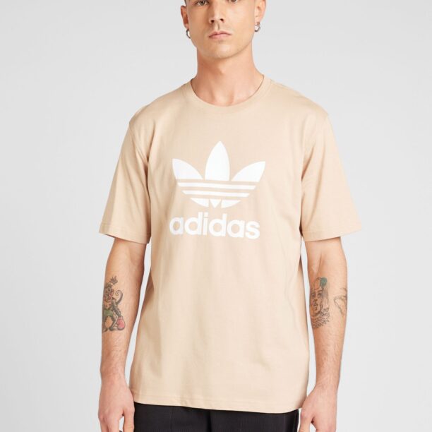 Cumpăra ADIDAS ORIGINALS Tricou 'Adicolor Trefoil'  bej / alb