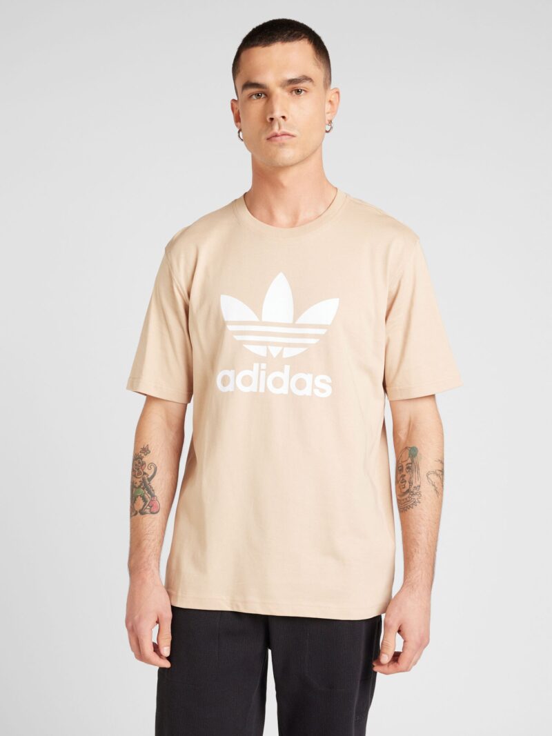 Cumpăra ADIDAS ORIGINALS Tricou 'Adicolor Trefoil'  bej / alb