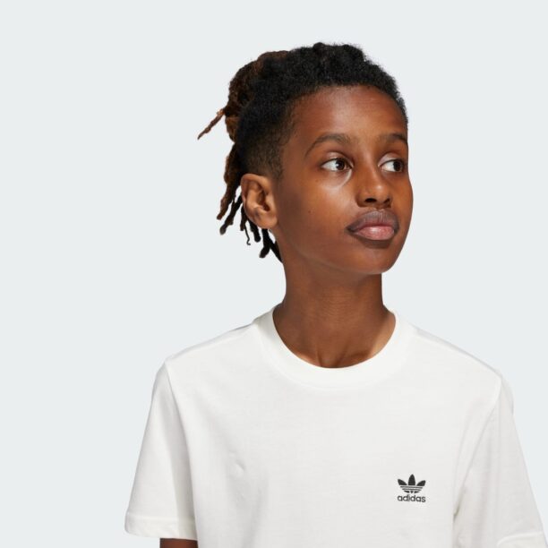 Cumpăra ADIDAS ORIGINALS Tricou 'Trefoil Essentials'  negru / alb lână