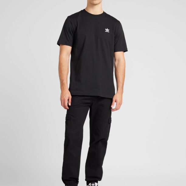 ADIDAS ORIGINALS Tricou 'Trefoil Essentials'  negru / alb murdar