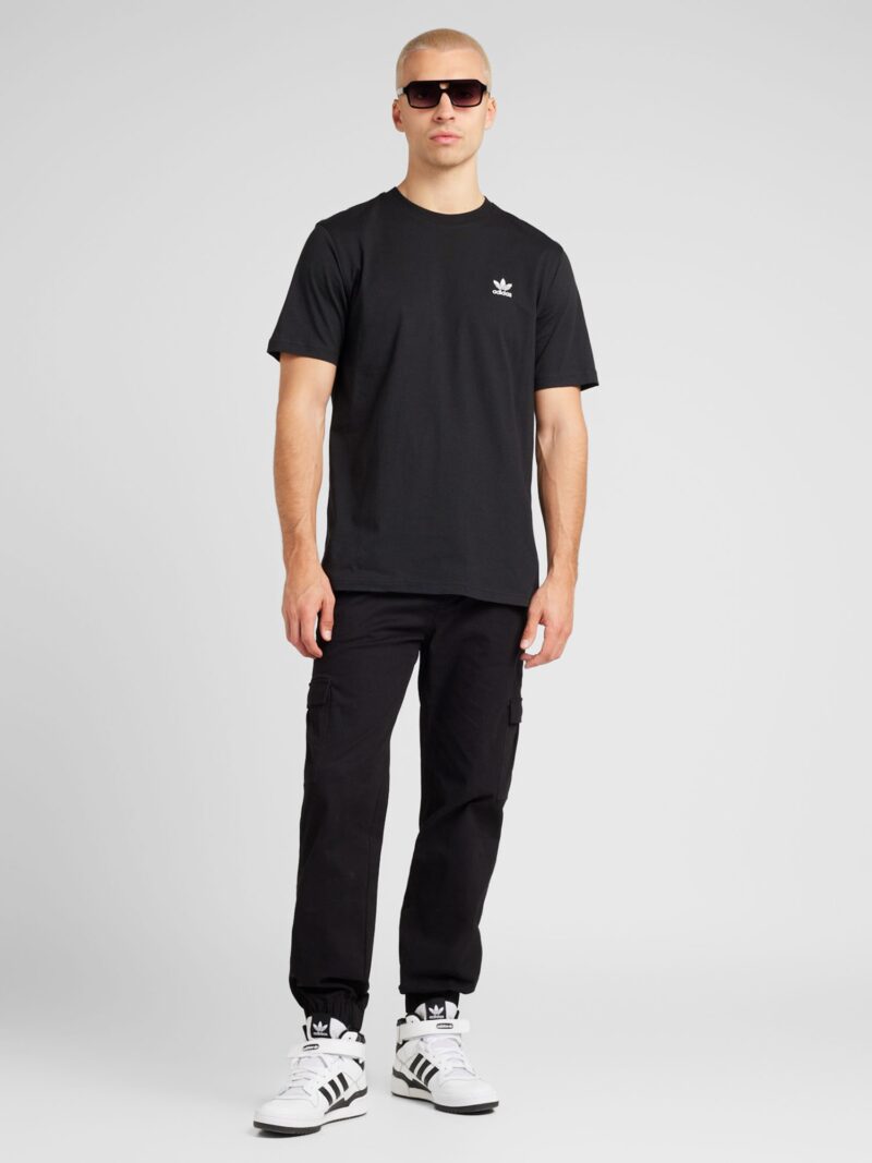 ADIDAS ORIGINALS Tricou 'Trefoil Essentials'  negru / alb murdar