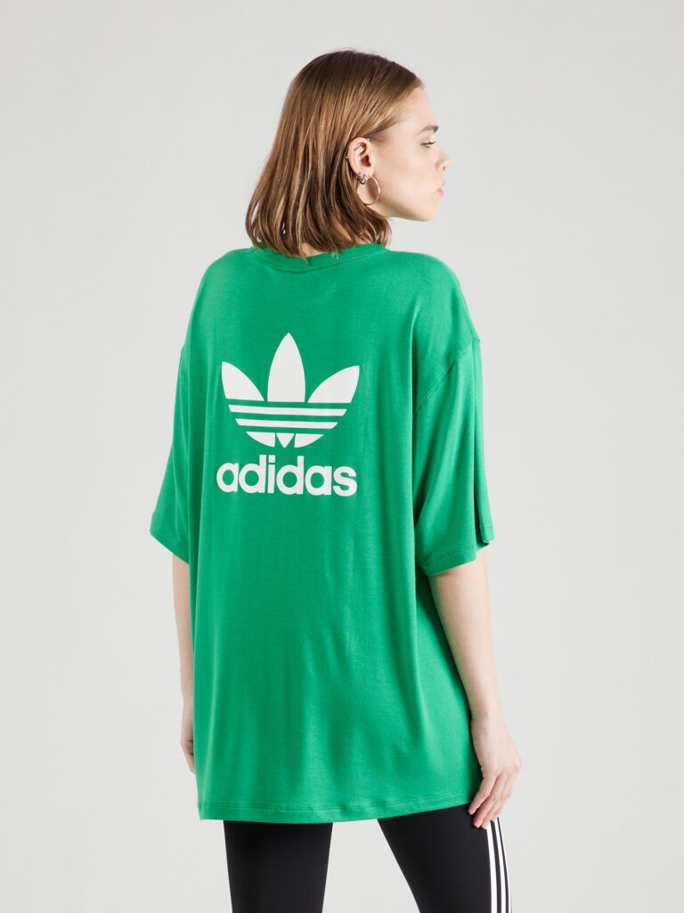 ADIDAS ORIGINALS Tricou supradimensional 'Trefoil'  verde / alb preţ