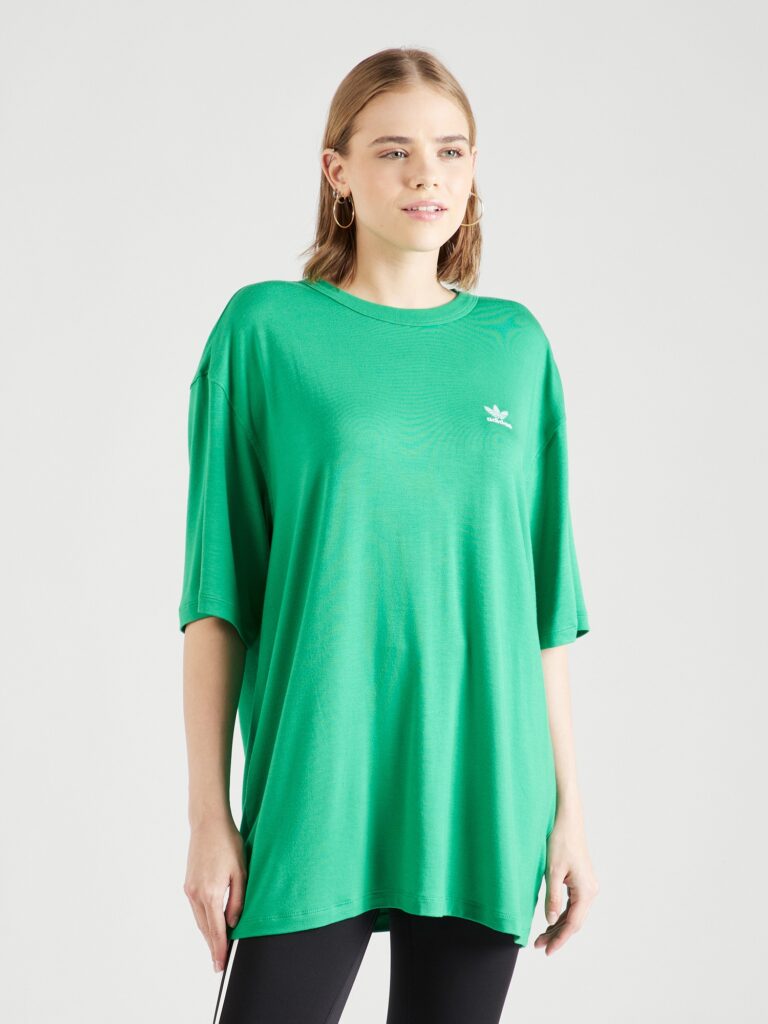 ADIDAS ORIGINALS Tricou supradimensional 'Trefoil'  verde / alb