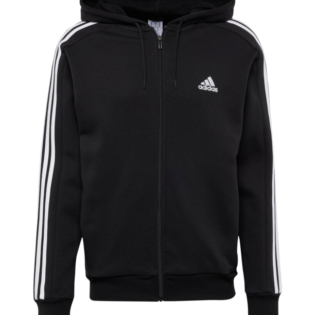 ADIDAS SPORTSWEAR Bluză cu fermoar sport 'Essentials'  negru / alb