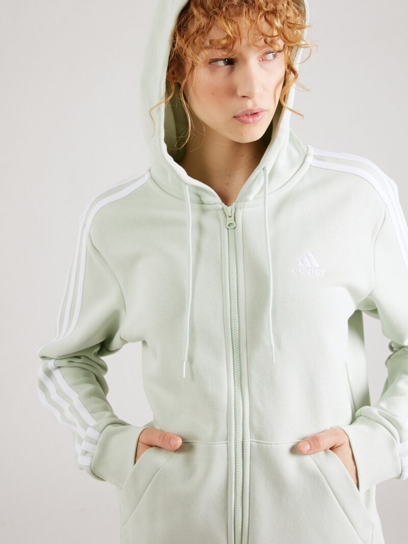 Preţ ADIDAS SPORTSWEAR Bluză cu fermoar sport 'Essentials'  verde pastel / alb