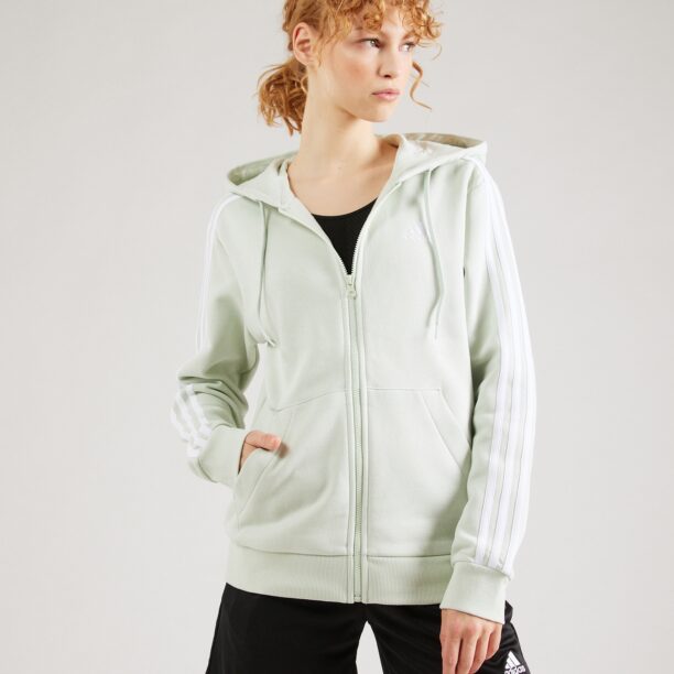 ADIDAS SPORTSWEAR Bluză cu fermoar sport 'Essentials'  verde pastel / alb