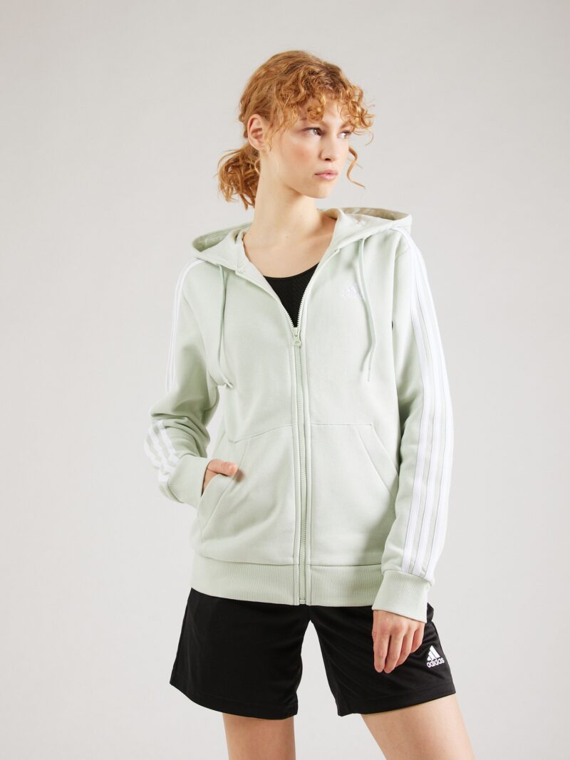 ADIDAS SPORTSWEAR Bluză cu fermoar sport 'Essentials'  verde pastel / alb