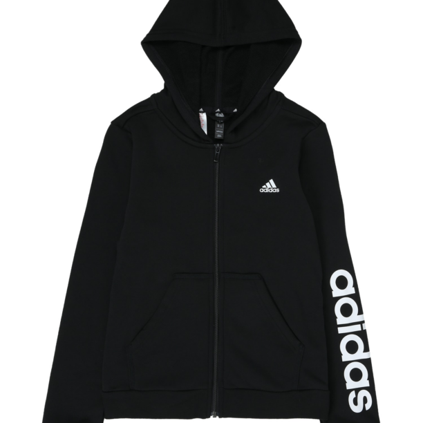 ADIDAS SPORTSWEAR Bluză cu fermoar sport  negru / alb