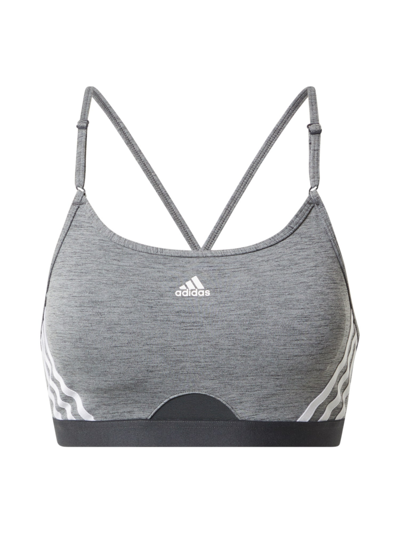 ADIDAS SPORTSWEAR Sutien sport 'Aeroreact Light-Support 3-Stripes'  gri / negru / alb