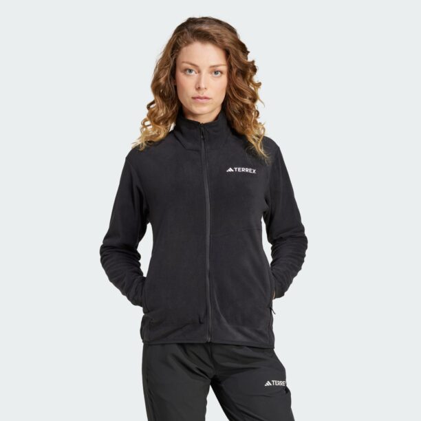 ADIDAS TERREX Jachetă  fleece funcțională  negru / alb