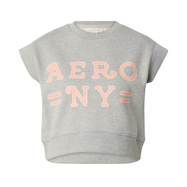 AÉROPOSTALE Tricou 'AERO NY'  gri amestecat / roz deschis