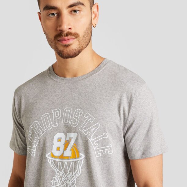 Preţ AÉROPOSTALE Tricou 'BASKETBALL TEAM 87'  galben / gri amestecat / alb