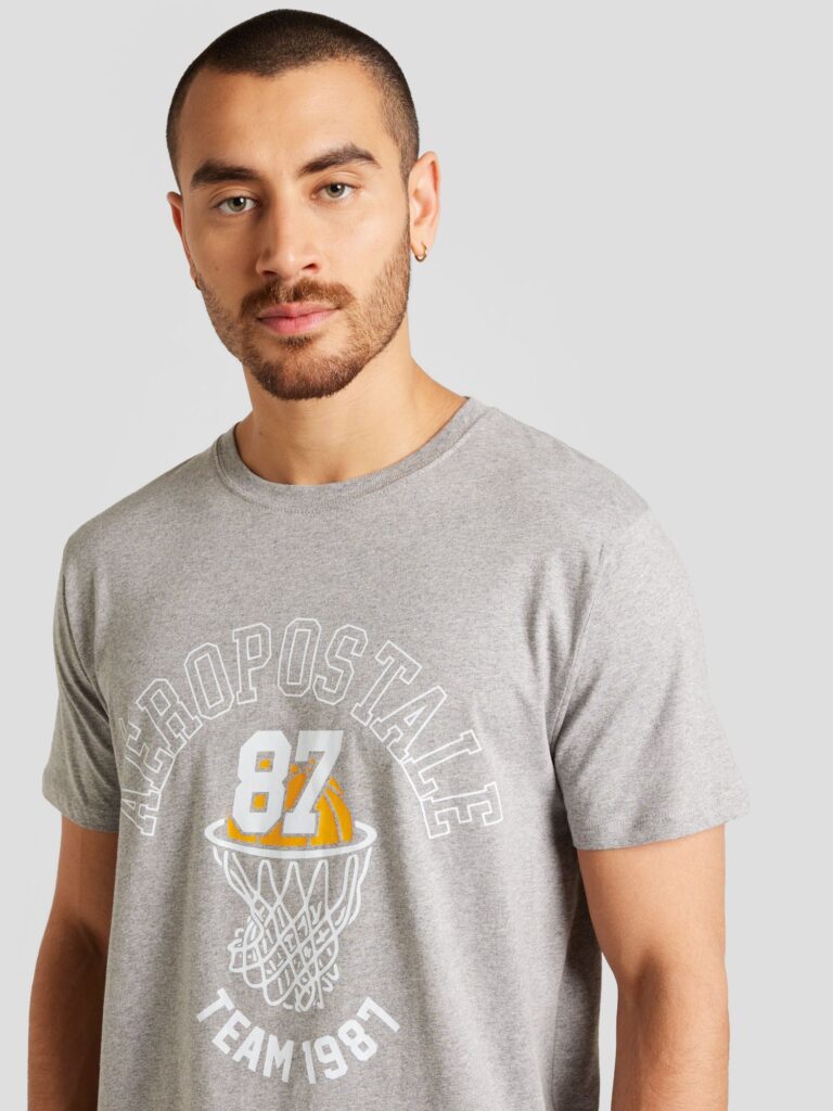 Preţ AÉROPOSTALE Tricou 'BASKETBALL TEAM 87'  galben / gri amestecat / alb