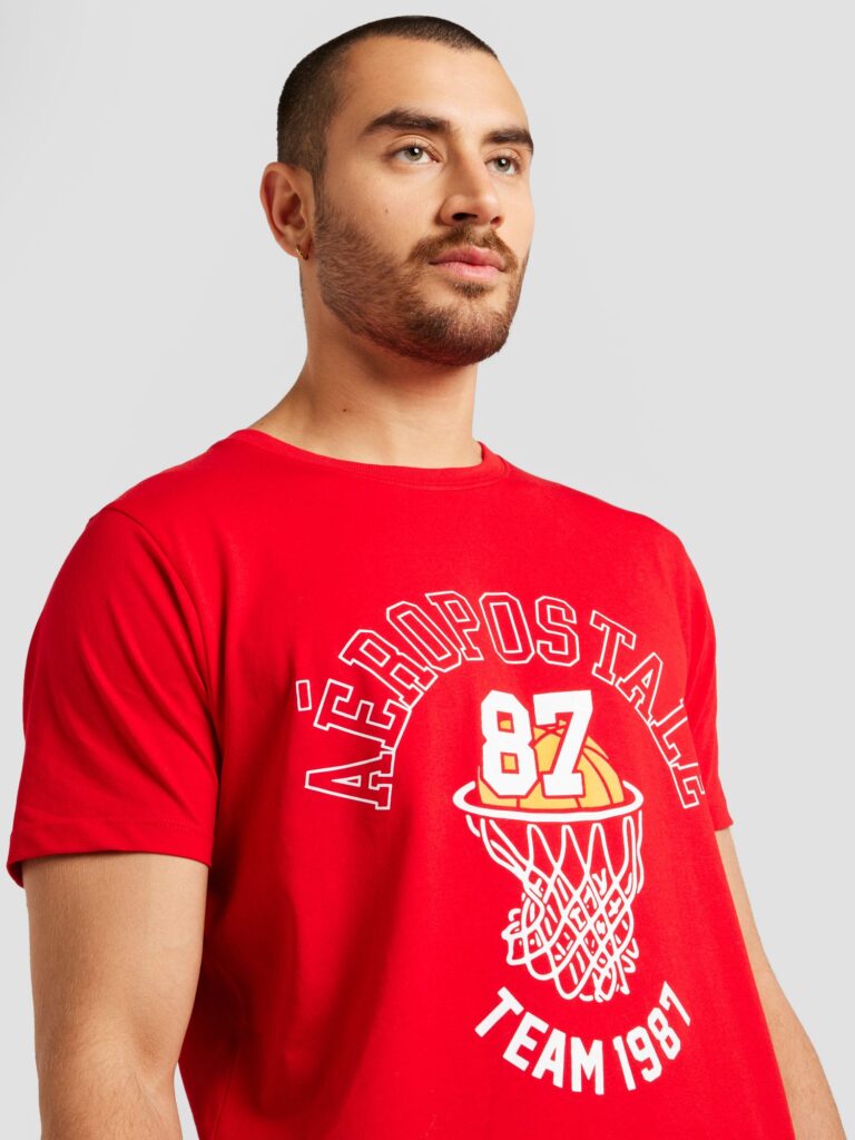 Preţ AÉROPOSTALE Tricou 'BASKETBALL TEAM 87'  galben lămâie / roșu / alb