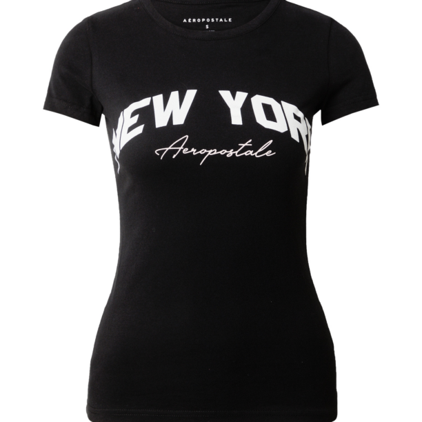 AÉROPOSTALE Tricou 'NEW YORK'  negru / alb