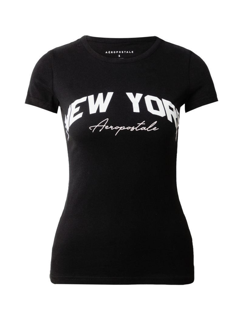 AÉROPOSTALE Tricou 'NEW YORK'  negru / alb