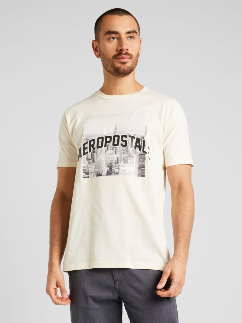 AÉROPOSTALE Tricou 'NY CITY'  ecru / gri închis / negru