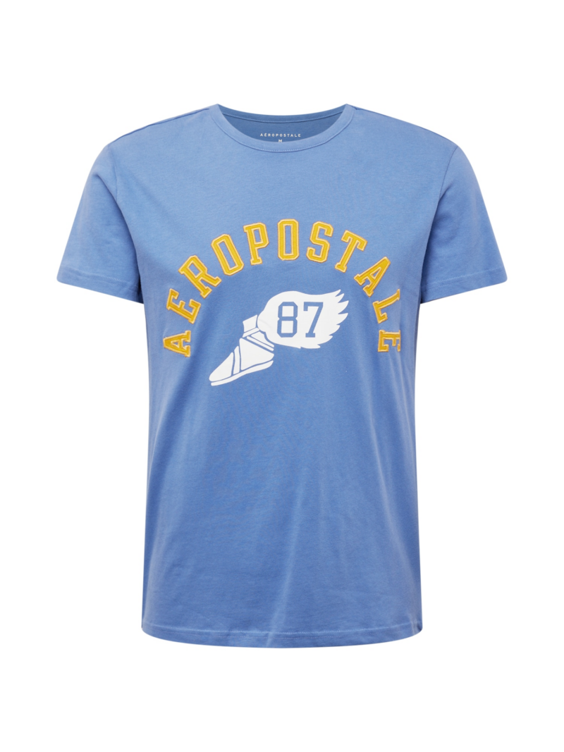 AÉROPOSTALE Tricou 'TRACK 87'  albastru regal / galben închis / alb