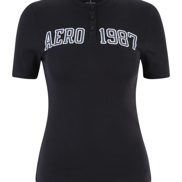 AÉROPOSTALE Tricou  albastru porumbel / negru / alb