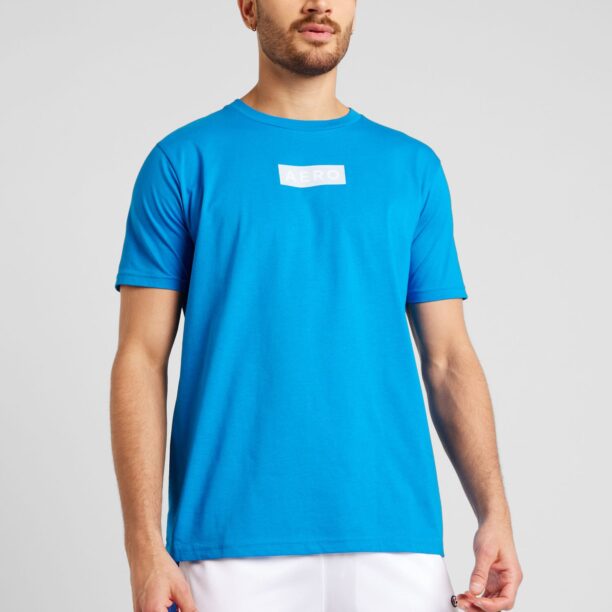 AÉROPOSTALE Tricou  azur / gri deschis / alb