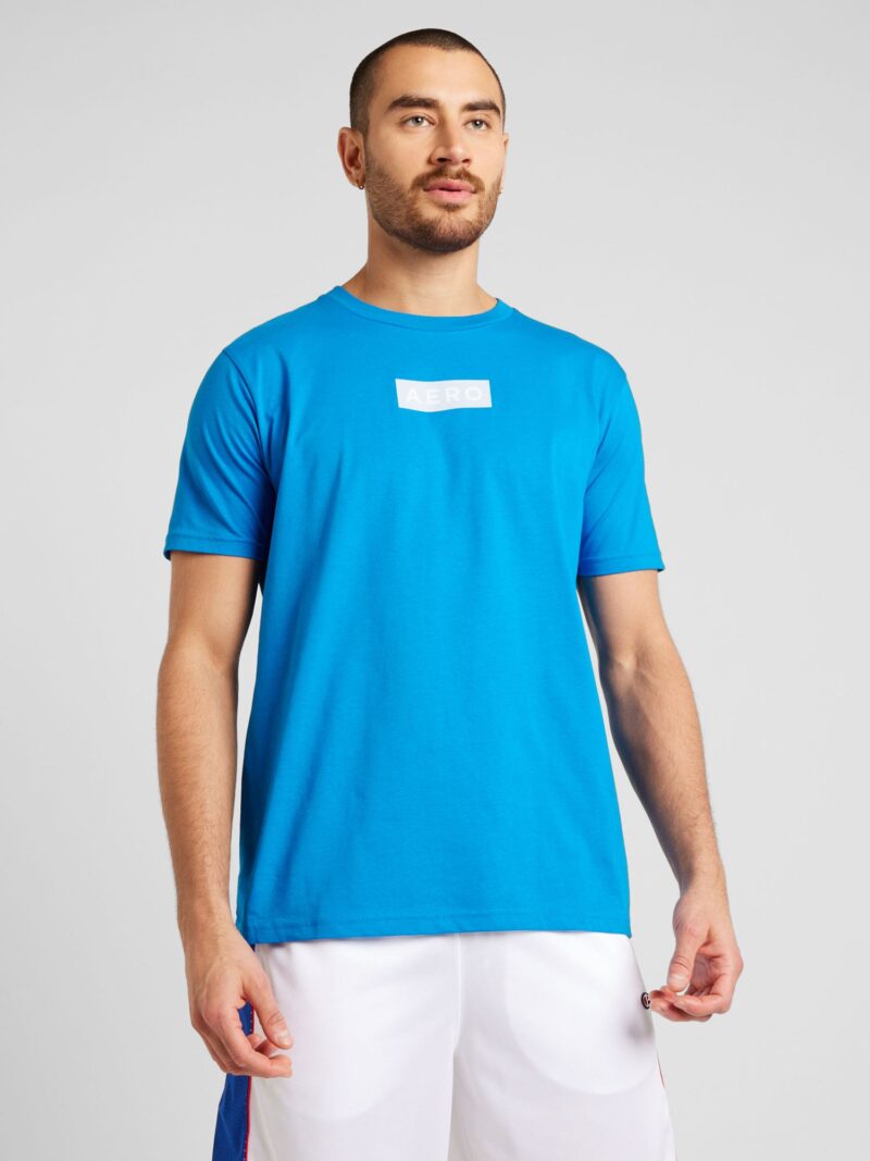 AÉROPOSTALE Tricou  azur / gri deschis / alb