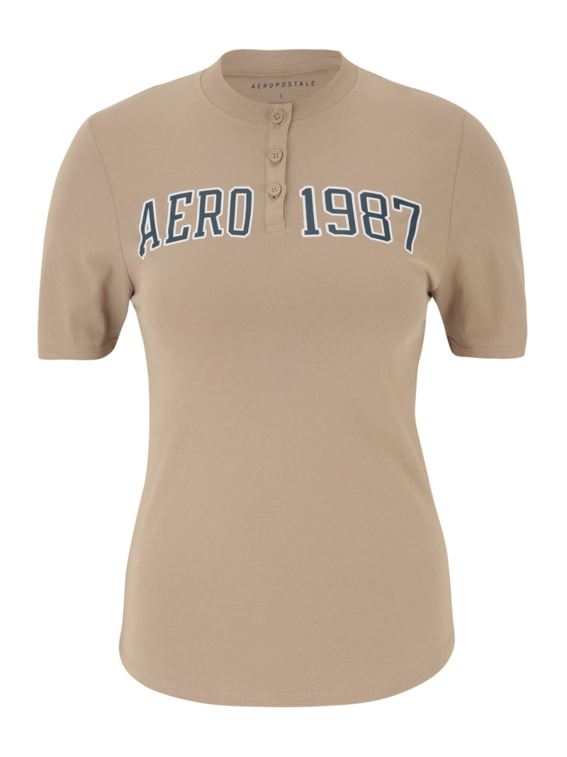 AÉROPOSTALE Tricou  bej / bleumarin / alb