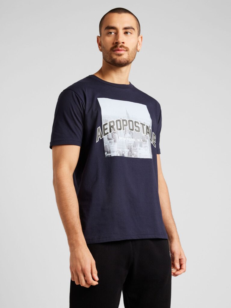 AÉROPOSTALE Tricou  bleumarin / albastru deschis / negru / alb