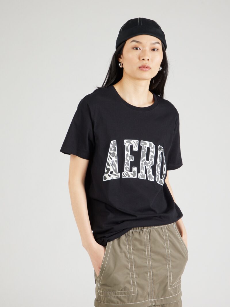 AÉROPOSTALE Tricou  negru / alb