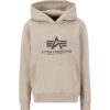 ALPHA INDUSTRIES Bluză de molton ' Basic Hoody Carbon'  nisipiu / maro închis