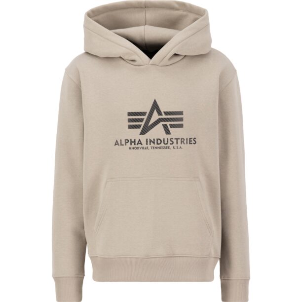 ALPHA INDUSTRIES Bluză de molton ' Basic Hoody Carbon'  nisipiu / maro închis